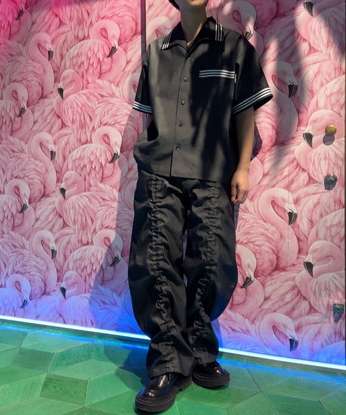 ワイドパンツ ジーンズ デニム デニムパンツ DRAW CORD パンツ レディース メンズの画像