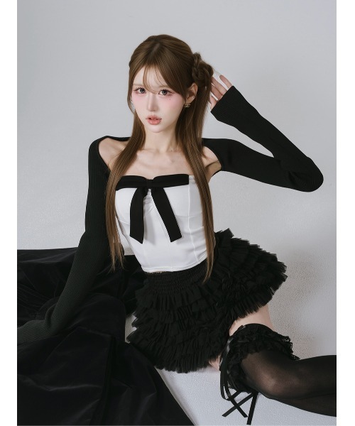 Darich ダーリッチ ニットボレロリボンベアトップス Darich（ダーリッチ） ニットボレロリボンベアトップス レディース