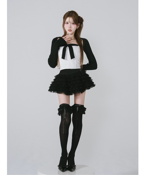 Darich（ダーリッチ） ニットボレロリボンベアトップス レディース
