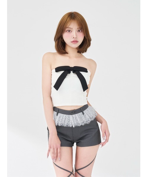 Darich（ダーリッチ） ニットボレロリボンベアトップス レディース