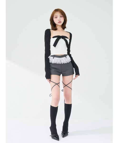 Darich（ダーリッチ） ニットボレロリボンベアトップス レディース