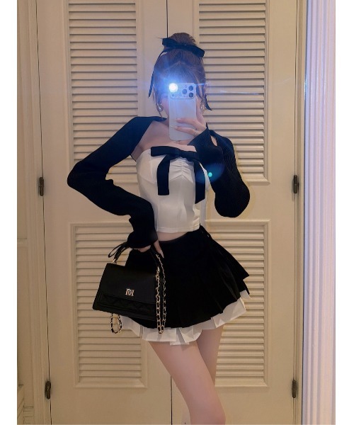 Darich☆ニットボレロリボンベアトップスGRY新品未使用タグ付き未開封 Darich - Darich☆ニットボレロリボンベアトップスGRY新品未使用タグ