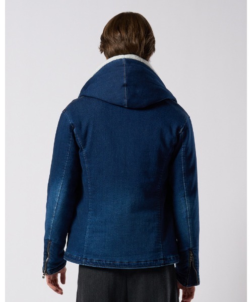 革ジャン ライダース denim jersey hooded riders メンズの画像