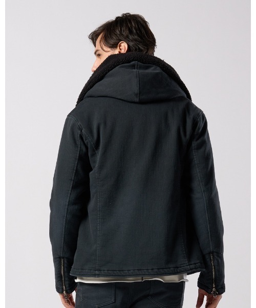 革ジャン ライダース denim jersey hooded riders メンズの画像