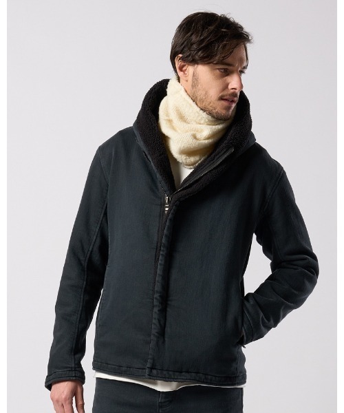 革ジャン ライダース denim jersey hooded riders メンズの画像