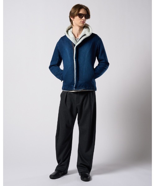 革ジャン ライダース denim jersey hooded riders メンズの画像