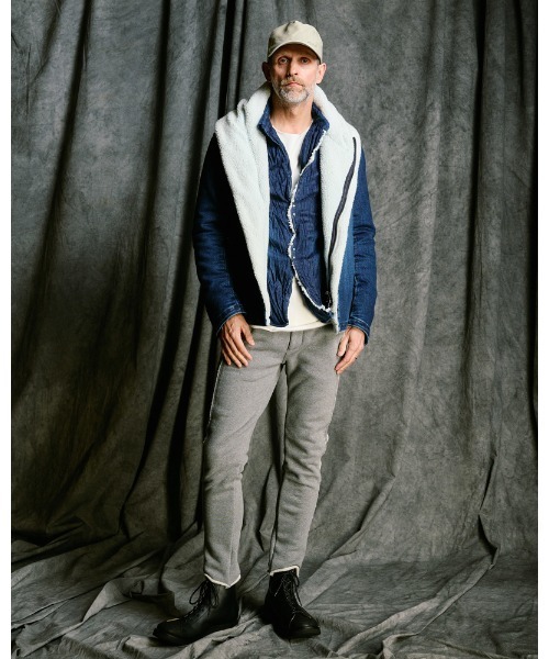 革ジャン ライダース denim jersey hooded riders メンズの画像