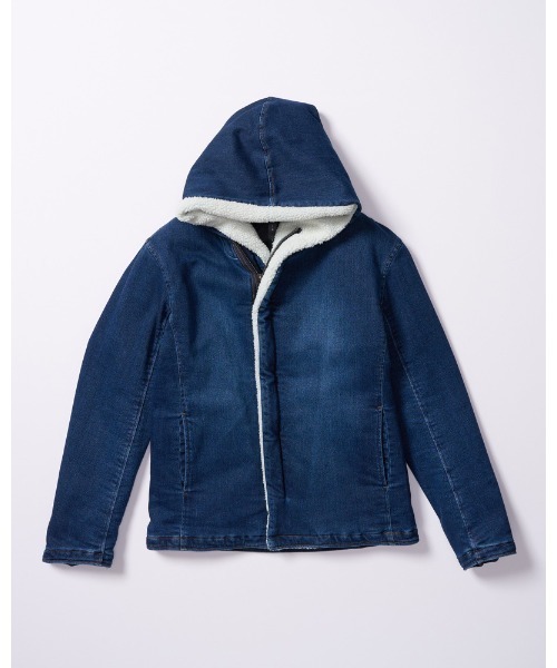 革ジャン ライダース denim jersey hooded riders メンズの画像