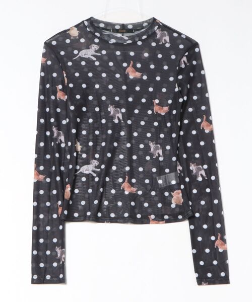 tシャツ ドット柄シアーハイネックトップス レディース : ZOZOTOWN