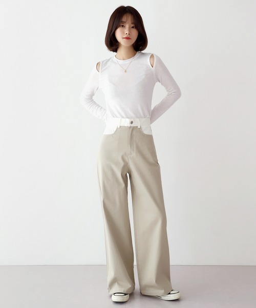 「UNE MANSION」 チノパンツ MEDIUM ベージュ レディース_画像3