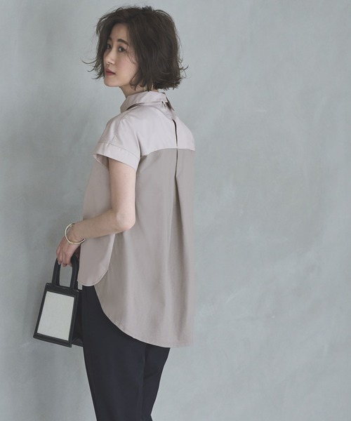 「RUIRUE BOUTIQUE」 半袖シャツ M グレイッシュベージュ レディース_画像8