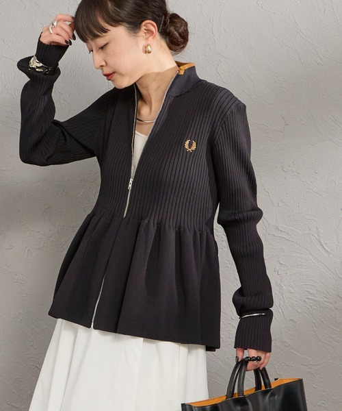 FRED PERRY（フレッドペリー） カーディガン ジップスルー ペプラム