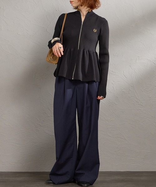 FRED PERRY（フレッドペリー） カーディガン ジップスルー ペプラム