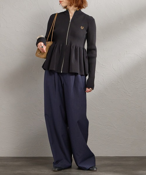 FRED PERRY（フレッドペリー） カーディガン ジップスルー ペプラム