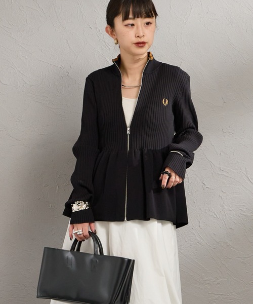 ム*リ様 FRED PERRY フレッドペリー カーディガン ジャージ ブラック FRED PERRY（フレッドペリー） カーディガン ジップスルー ペプラム
