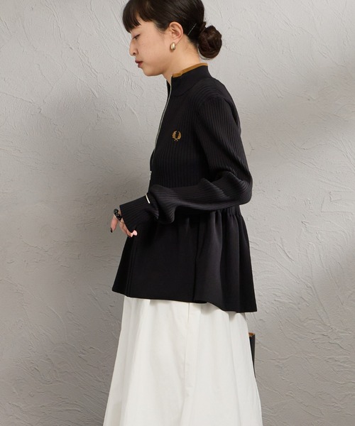 FRED PERRY（フレッドペリー） カーディガン ジップスルー ペプラム