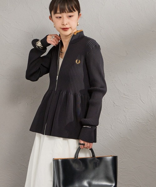 FRED PERRY（フレッドペリー） カーディガン ジップスルー ペプラム