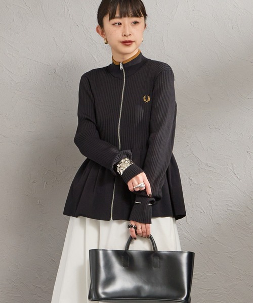 ム*リ様 FRED PERRY フレッドペリー カーディガン ジャージ ブラック FRED PERRY（フレッドペリー） カーディガン ジップスルー ペプラム