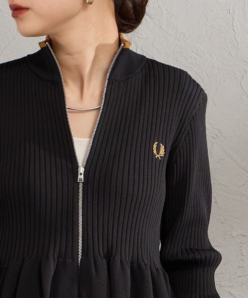 FRED PERRY（フレッドペリー） カーディガン ジップスルー ペプラム