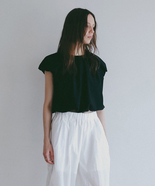 manof マノフ BALLOON CUT TOPS ブラック MANOF（マノフ） tシャツ 半袖 BALLOON CUT TOPS レディース