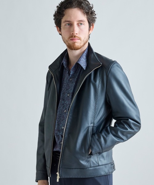 MEN'S BIGI（メンズビギ） 革ジャン ライダース スタンドカラー シープ