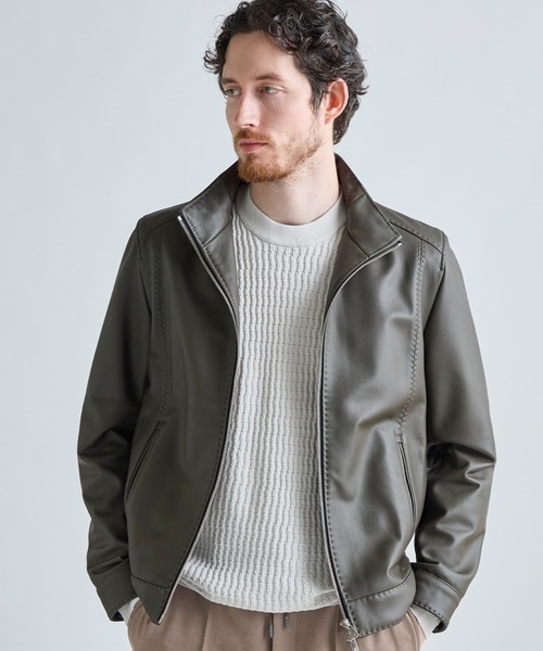 MEN'S BIGI（メンズビギ） 革ジャン ライダース スタンドカラー シープ