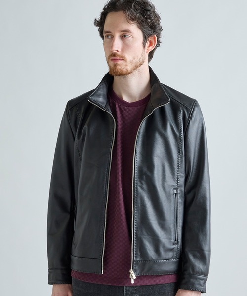【MEN’S BIGI】ライダースジャケット MEN'S BIGI（メンズビギ） 革ジャン ライダース スタンドカラー シープ