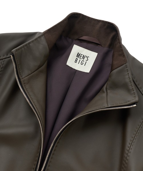MEN'S BIGI（メンズビギ） 革ジャン ライダース スタンドカラー シープ