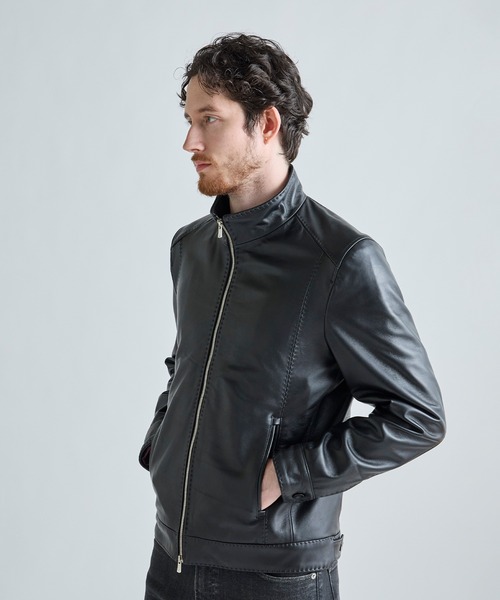 MEN'S BIGI（メンズビギ） 革ジャン ライダース スタンドカラー シープ