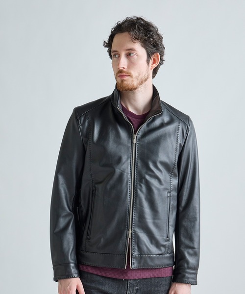 MEN'S BIGI（メンズビギ） 革ジャン ライダース スタンドカラー シープ