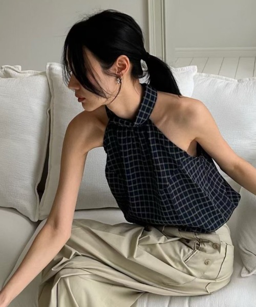 FAVORITO チェック柄ホルターネックトップス レディース : ZOZOTOWN