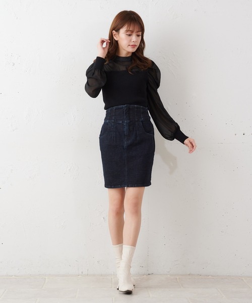 スカート デニム ハイウエストデニムミニスカート :61815693:ZOZOTOWN