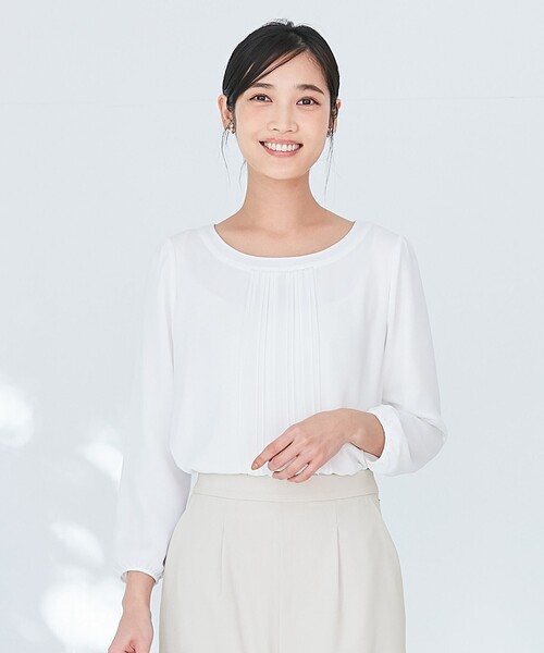 ブラウス シャツ 「洗える」フロントプリーツシフォン ブラウス レディース any SiS tシャツ 「洗える」フロントプリーツシフォンブラウス