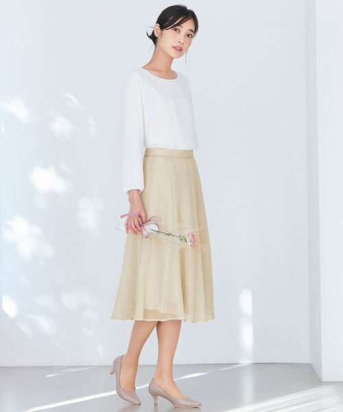 ブラウス シャツ 「洗える」フロントプリーツシフォン ブラウス レディース any SiS tシャツ 「洗える」フロントプリーツシフォンブラウス