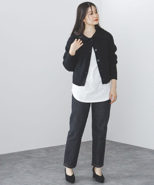 カーディガン BEAMS HEART / 衿付き タテ柄 カーディガン レディース BEAMS HEART / 衿付き タテ柄 カーディガン（カーディガン