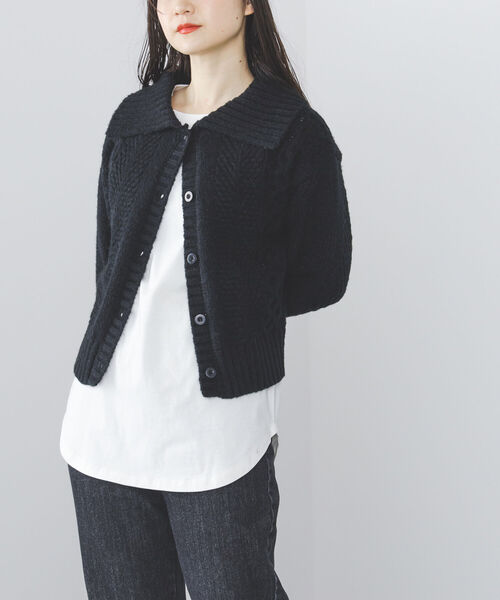 カーディガン BEAMS HEART / 衿付き タテ柄 カーディガン レディース BEAMS HEART カーディガン / 衿付き タテ柄 レディース