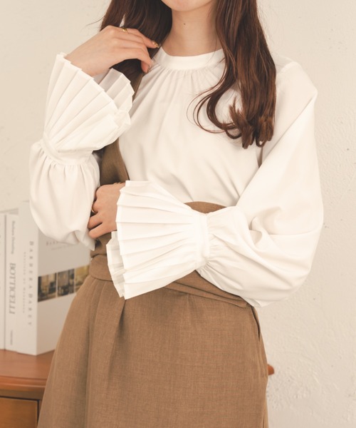Ambre Neige（アンブルネージュ） ブラウス シャツ 2WAY袖プリーツ 
