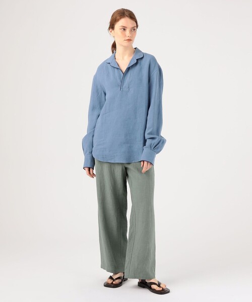 ブラウス シャツ BOURRIENNE CREPUSCULE BLUE リネンシャツ レディース BOURRIENNE ParisX ブラウス シャツ CREPUSCULE BLUE リネン