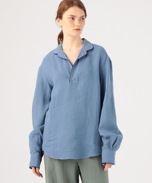 ブラウス シャツ BOURRIENNE CREPUSCULE BLUE リネンシャツ レディース BOURRIENNE ParisX ブラウス シャツ CREPUSCULE BLUE リネン