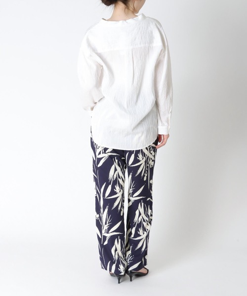 Jines（ジネス） パンツ リーフプリントストレートワイドパンツ