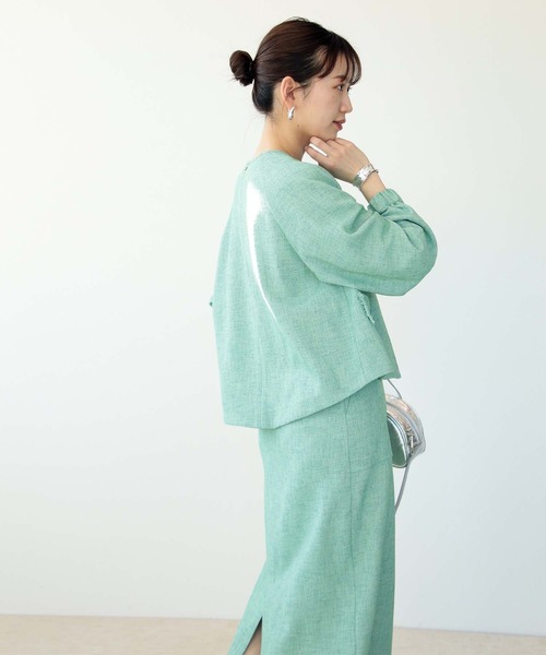 Jines（ジネス） ジャケット ノーカラージャケット ミックスツイード