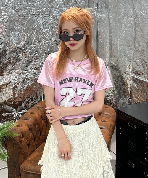 tシャツ ロード レーサー メッシュTシャツ レディース MASONPRINCE tシャツ Vネック ナンバリング メッシュTシャツ