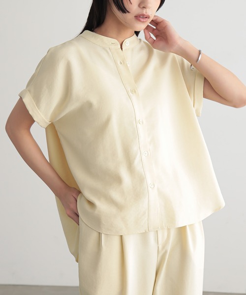 for/c ブラウス シャツ 「新色追加」リネンライクバンドカラー