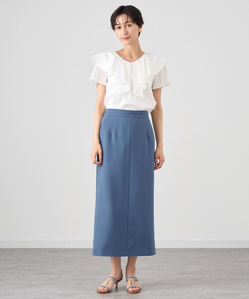 【414】アナイ　モザイクレオパードティアード スカート　青　黒　38 414】アナイ モザイクレオパードティアード スカート 青 黒 38 414