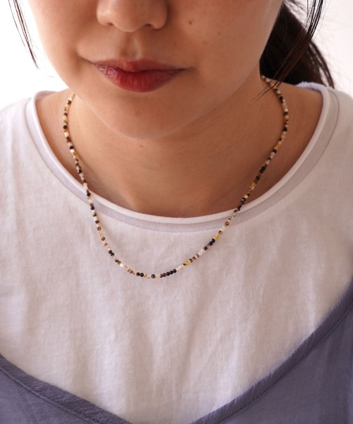 シェルネックレス Binich シェルネックレス ブルー IDプレート ペンダントトップ
