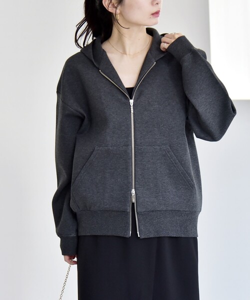 quaranciel パーカー quaranciel:「洗濯機可能」ポンチ ダブルジップ