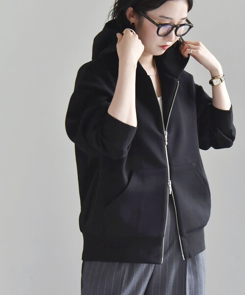 新品　SHIPS quaranciel ポンチダブルジップスウェットパーカ quaranciel パーカー quaranciel:「洗濯機可能」ポンチ ダブルジップ