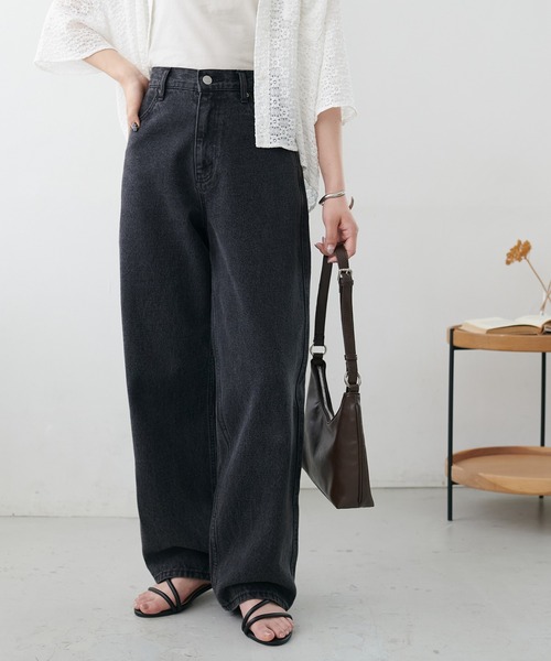 パンツ USコットンデニムストレートパンツ レディース