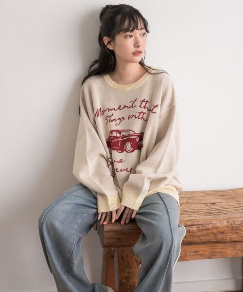 RETROGIRL（レトロガール） ニット セーター 「UNISEX」carモチーフNT