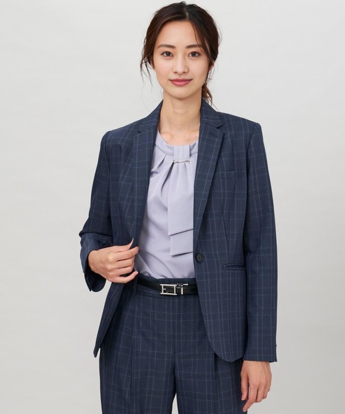 未使用品✨ m.f.editorialネイビー×チェック スーツ マルゾット生地 m.f.editorial（エムエフエディトリアル） スーツ 「表地ストレッチ